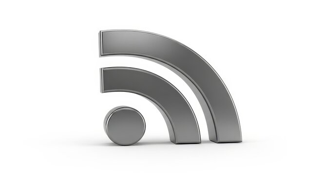Rss feed symbol in metallic gray color