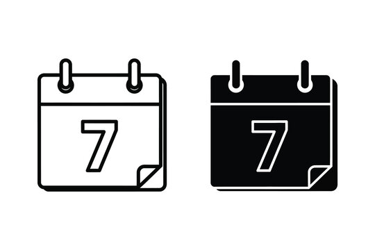 Calendar page vector illustration with number 7