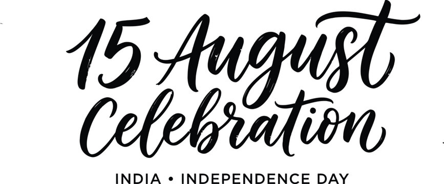 August 15th independence day typography design with india national holiday text