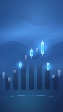 Glowing Blue Candlestick Chart Business Background Fluctuating Digital Financial Trading Data Loop
