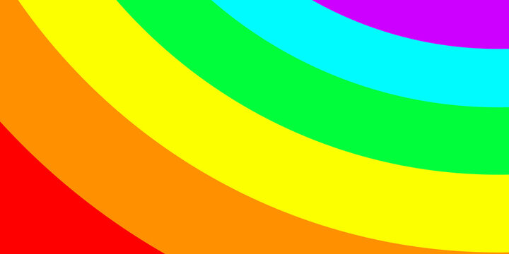 Dynamic vector illustration of multicolored curved lines creating a bright rainbow spectrum. Ideal for eye-catching backdrops and lively designs.