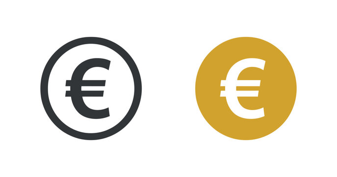 Euro symbol icon two tone and yellow variations