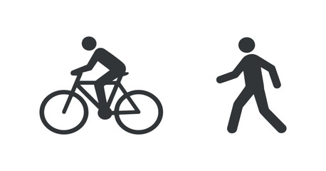 Naklejka premium Cyclist And Pedestrian Pictograms Black Silhouette Style