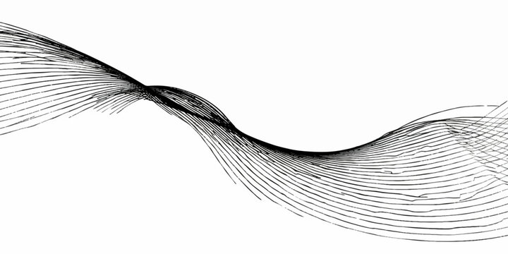 Abstract hand drawn ink illustration of waves sea and nature with fish bird and feather pencil sketch style vector drawing in black ink art pattern design