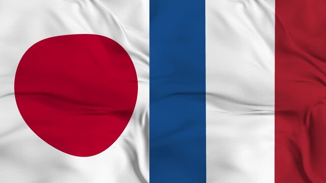 Japan vs Netherland flag animation seamless loop close-up. 4K