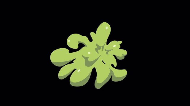 Green slime splat cartoon animation frame abstract digital art blob glossy liquid vfx.