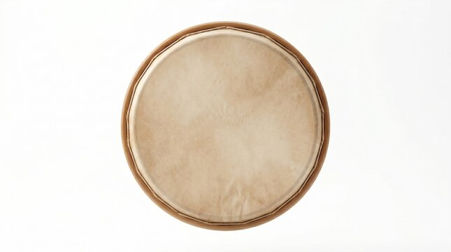 Vintage Round Parchment Paper Texture with Rustic Brown Border Isolated on White Background