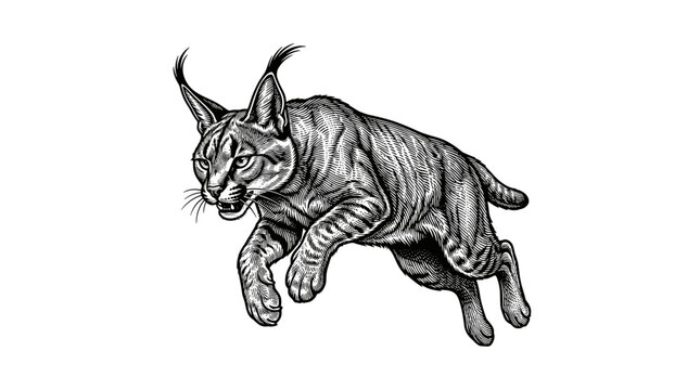 Bobcat in mid air jump.