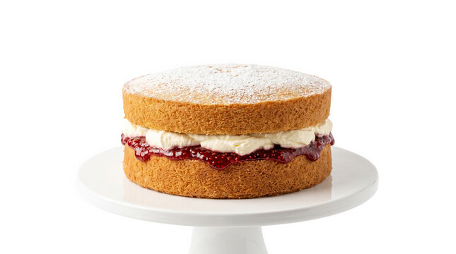 isolated bakery items, Victoria sponge cake on cake stand
