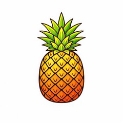 Obraz premium Cute Cartoon Pineapple Illustration Isolated on Light Background