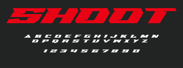 Shoot Lettering Font Vector for Sports, Action, and Dynamic Graphic Design © Hasan