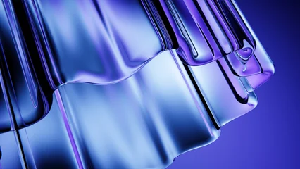 Abstract glass reflection surface with glossy blue background. © Photocreo Bednarek