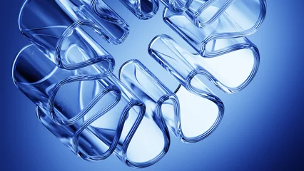 Interlocking glass shapes with clean premium blue reflection. © Photocreo Bednarek