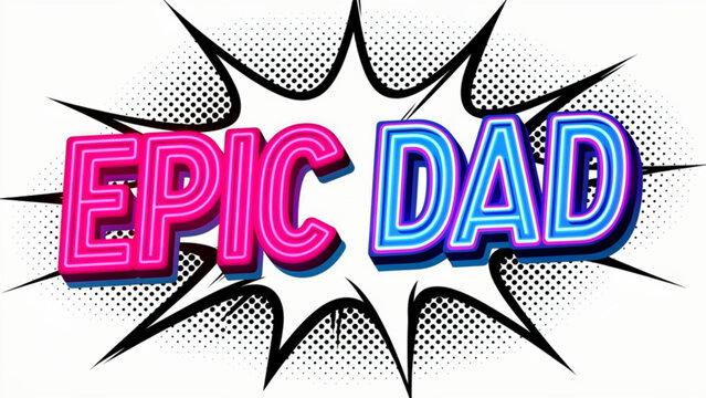 Epic Dad Pop Art Comic Text Burst.