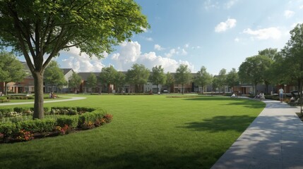 Obraz premium Public Green Park Enhancing Livability in a Sustainable Community