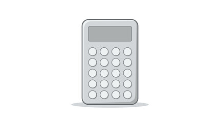 Obraz premium Simple gray calculator with a blank screen and circular buttons on a white background with a shadow