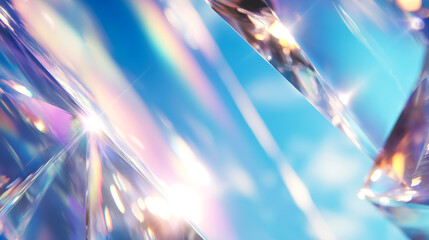 Naklejka premium ガラスやクリスタルが光を反射して輝く虹色のプリズム素材