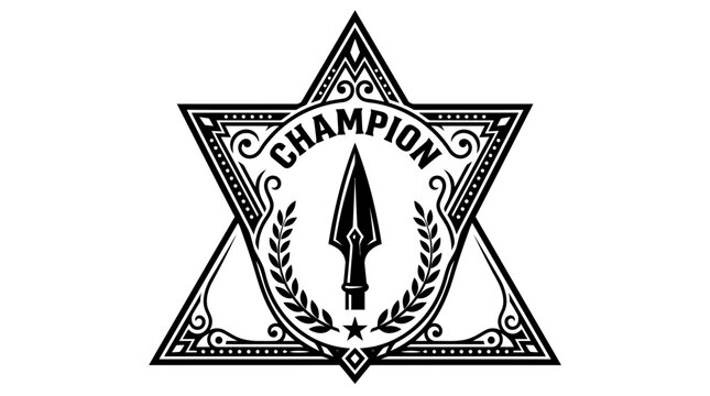 Champion logo with star and spear.
