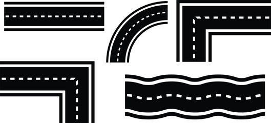 Black and white road signs and highways illustrations © RahimAhmed