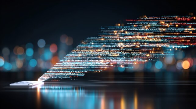 A blurred pastel-toned image of an electronic document scanner wand used for digitizing papers and documents, gadget on abstract background