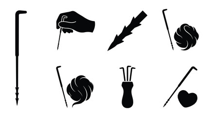Spinning wheel silhouettes black vector illustrations on a white background © MdNirob