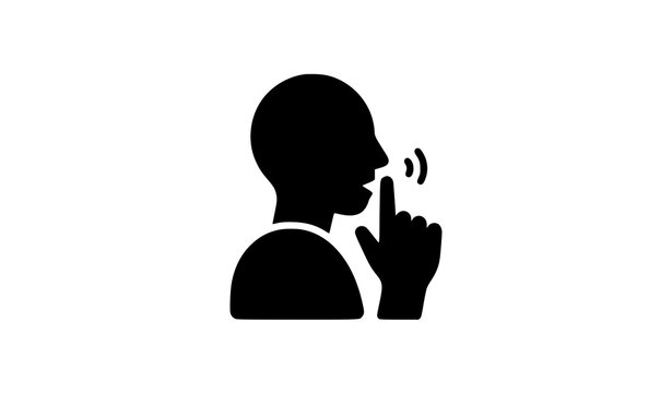 Filled Quiet Pssst Icon Mark with Whisper Gesture Modern Vector Design