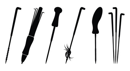 Spinning wheel silhouettes black vector illustrations on a white background © MdNirob