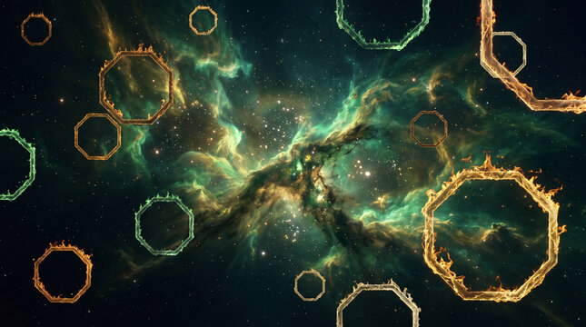 abstract background with flame octagons
