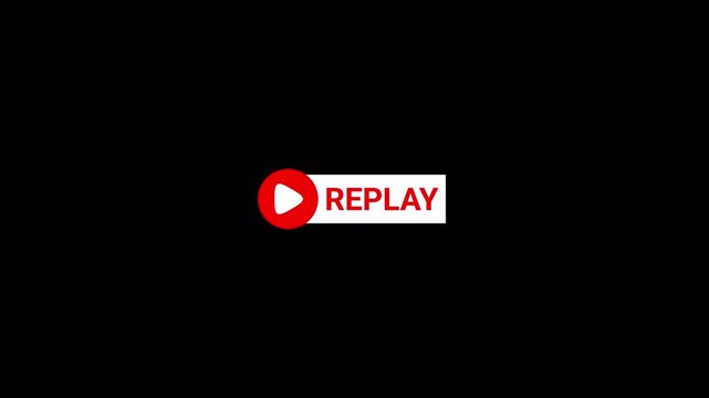 Replay text button animation for video camera and camcorder recordings,  animated rewind or repeat icon, VHS Replay Overlay, Video camera replay screen animation overlay with alpha channel in 4k