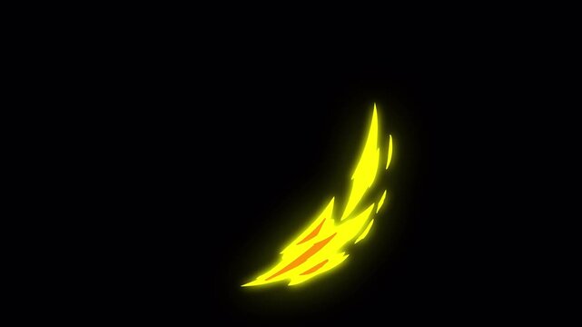 bright yellow stylized flame simple motion streak design.