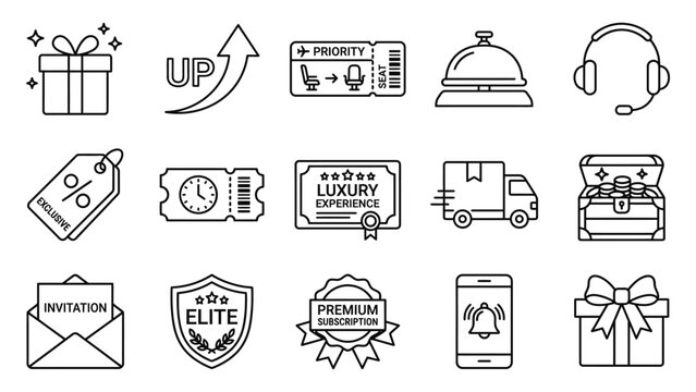 Collection of luxury service icons and symbols.