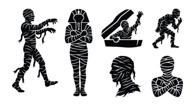 Human figure silhouettes in various poses flat vector illustration