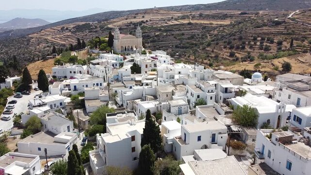 Push In on Lefkes Church in Paros Greece