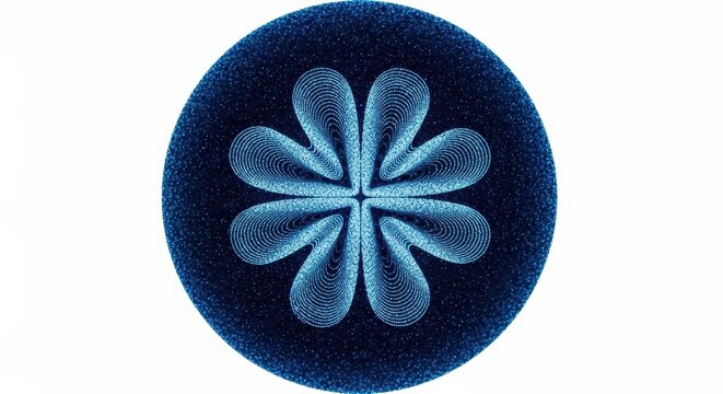 Blue circular embroidered flower patch