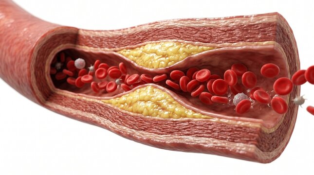 Artery Blockage with Cholesterol Plaque Medical Illustration