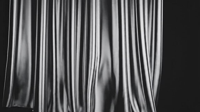 Abstract 3D animation of a solid metallic sheet bending and rippling with fluid, cloth-like motion, featuring silver reflective surfaces and smooth deformations on a dark background.
