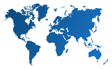 Fototapeta premium World Map Silhouette Vector Illustration on White Background, Global Geography Design, International Travel, Cartography, Earth Continents and World Regions Concept