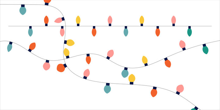 Colorful christmas light bulbs on string vector illustration