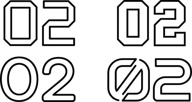 Number Zero Two Monogram Logo Design Collection with Minimal Line Art Numeric Symbols