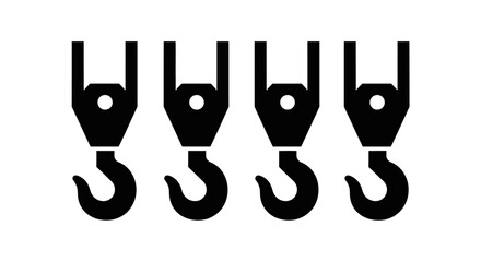 Obraz premium Four Industrial Crane Hooks - Vector Illustration Icon