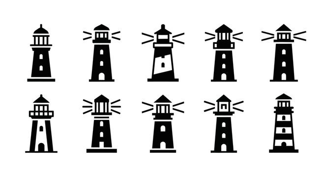 Modern Lighthouse Icon, Navigation Symbol, Vector Illustration