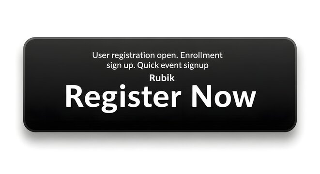 Modern dark web button with prominent 'Register Now' call to action, indicating user enrollment and quick event signup availability for online platforms