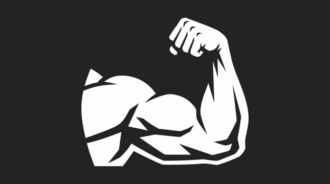 Muscular arm flexing bicep in white.
