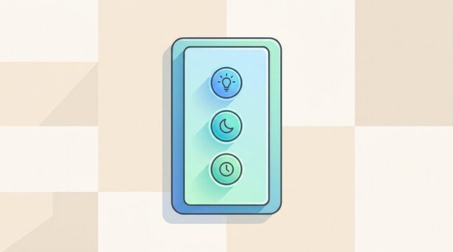 Smart home technology light switch design for modern living spaces on geometric background