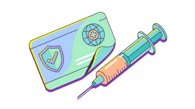 Vaccination concept with illustrated medical card and syringe on white background for health awareness and campaign design