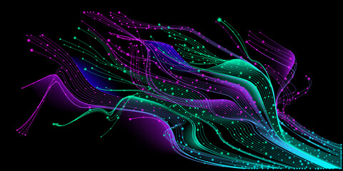   Illustration of abstract stream. Artificial intelligence. Big data, technology, AI, data transfer, data flow, large language model, generative AI. Photo stock © Krot_Studio