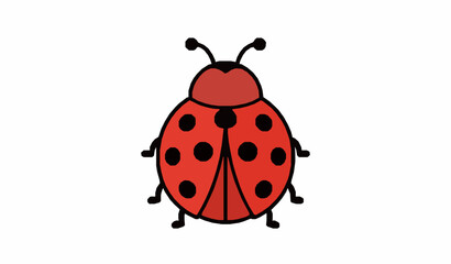 Fototapeta premium Cute Red Ladybug Retro Sticker Vintage Cartoon Vector Isolated on White