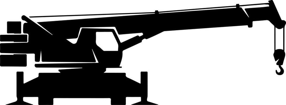 Crane, construction equipment, industrial machinery, heavy duty, silhouette, vector graphics