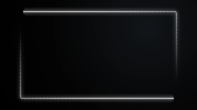 Abstract glowing white neon frame on dark background