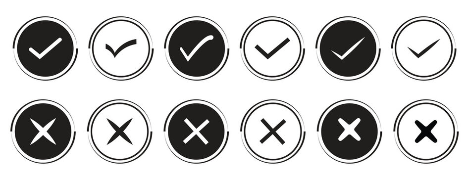 ick and Red Cross Signs &ndash; Circle  Checklist Icon Collection.
